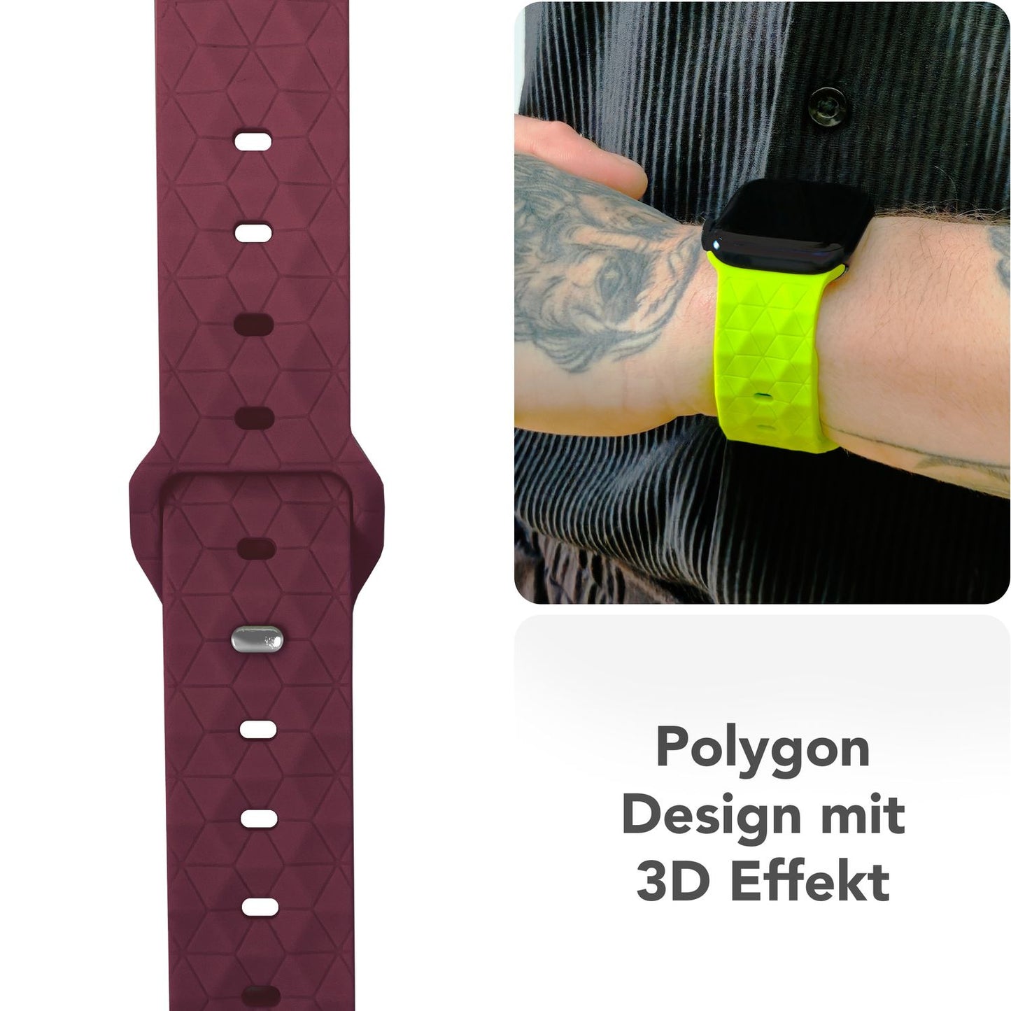 NALIA Hexion ól fyrir Apple Watch seríuna SE/10/9/8/7/6/5/4/3/2/1, kassastærð 38/40/41/42 mm, sportól með sílikonlykkju, smellupinna og sexhyrningslaga hönnun.