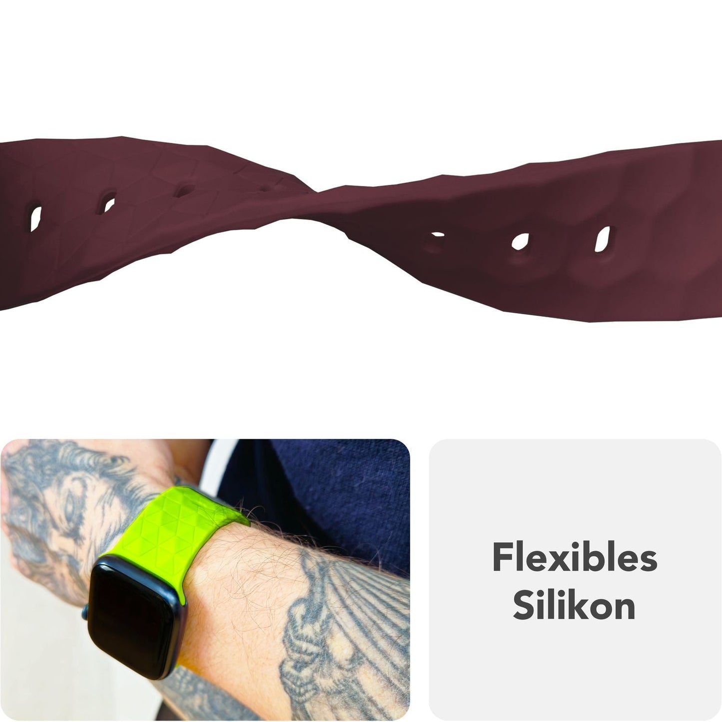 NALIA Hexion ól fyrir Apple Watch seríuna SE/10/9/8/7/6/5/4/3/2/1, kassastærð 38/40/41/42 mm, sportól með sílikonlykkju, smellupinna og sexhyrningslaga hönnun.