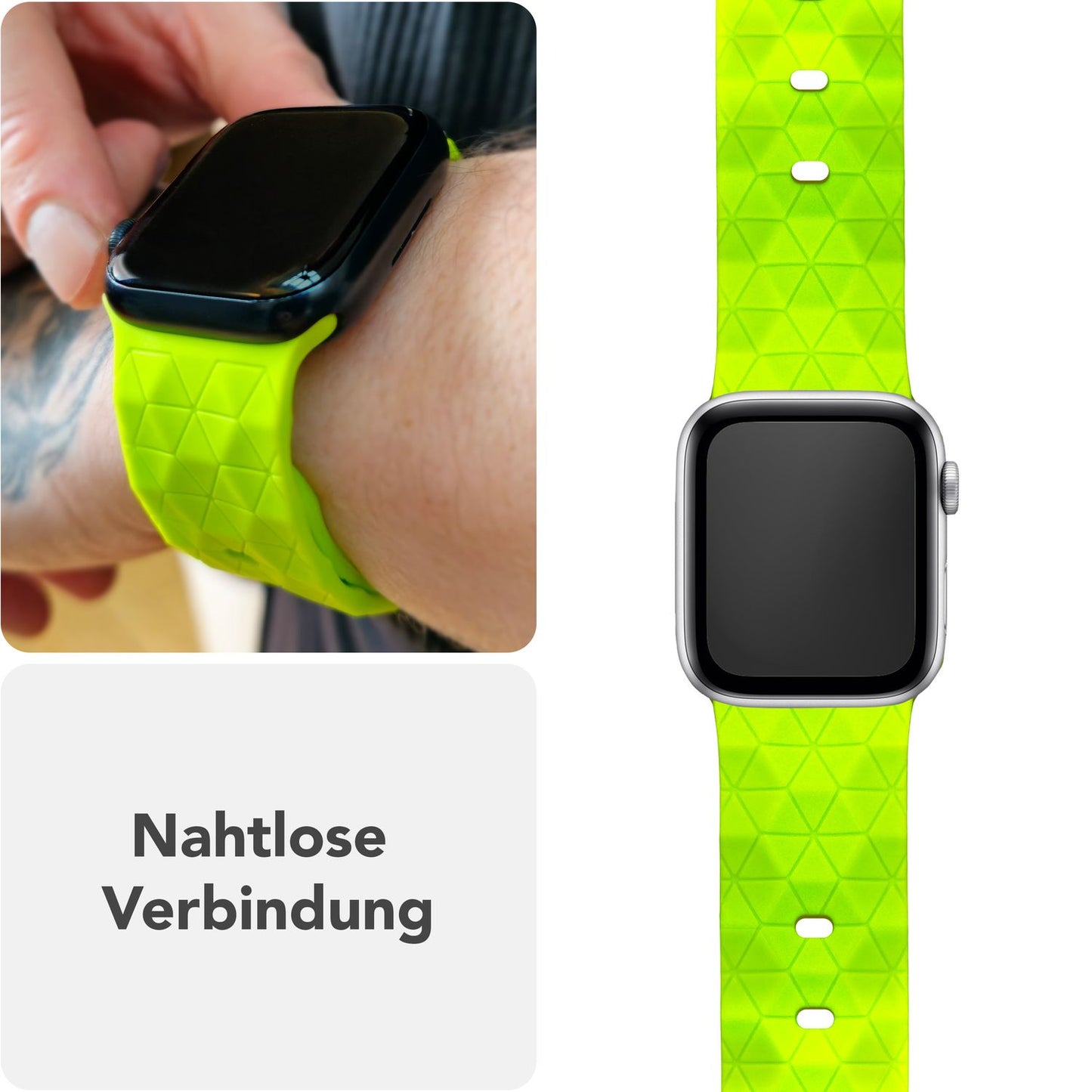 NALIA Hexion ól fyrir Apple Watch seríuna SE/10/9/8/7/6/5/4/3/2/1, kassastærð 38/40/41/42 mm, sportól með sílikonlykkju, smellupinna og sexhyrningslaga hönnun.