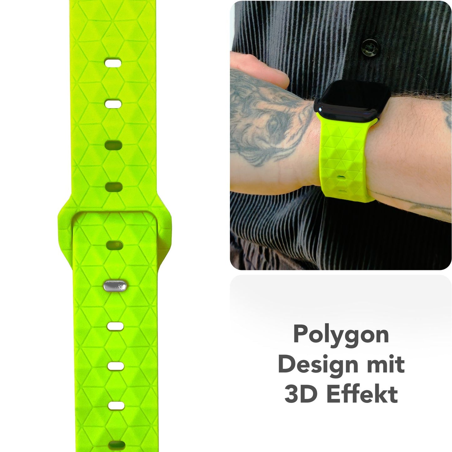 NALIA Hexion ól fyrir Apple Watch seríuna SE/10/9/8/7/6/5/4/3/2/1, kassastærð 38/40/41/42 mm, sportól með sílikonlykkju, smellupinna og sexhyrningslaga hönnun.