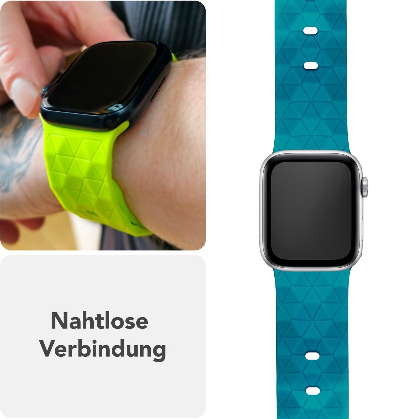 NALIA Hexion ól fyrir Apple Watch Series Ultra/SE/10/9/8/7/6/5/4/3/2/1, kassastærð 42/44/45/46/49 mm, sílikonlykkjuól með smellupinna og sexhyrningslaga hönnun.