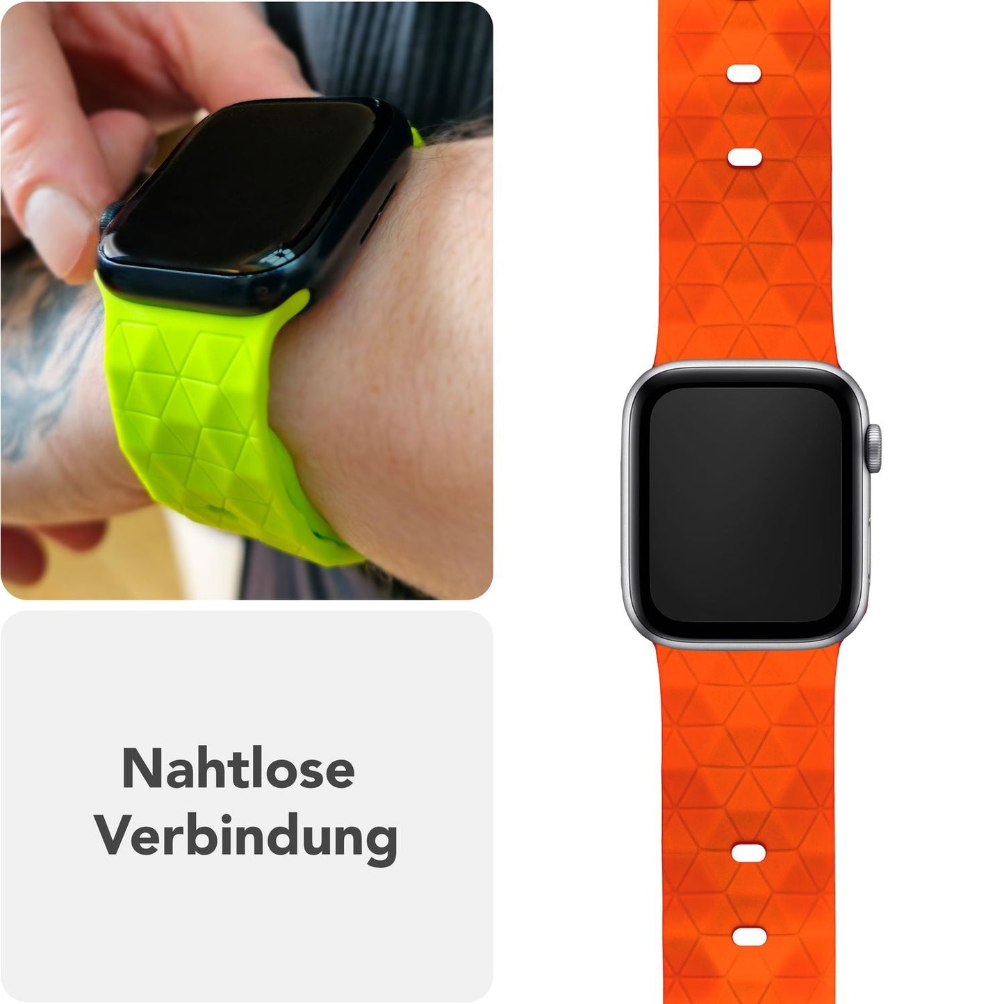 NALIA Hexion ól fyrir Apple Watch Series Ultra/SE/10/9/8/7/6/5/4/3/2/1, kassastærð 42/44/45/46/49 mm, sílikonlykkjuól með smellupinna og sexhyrningslaga hönnun.