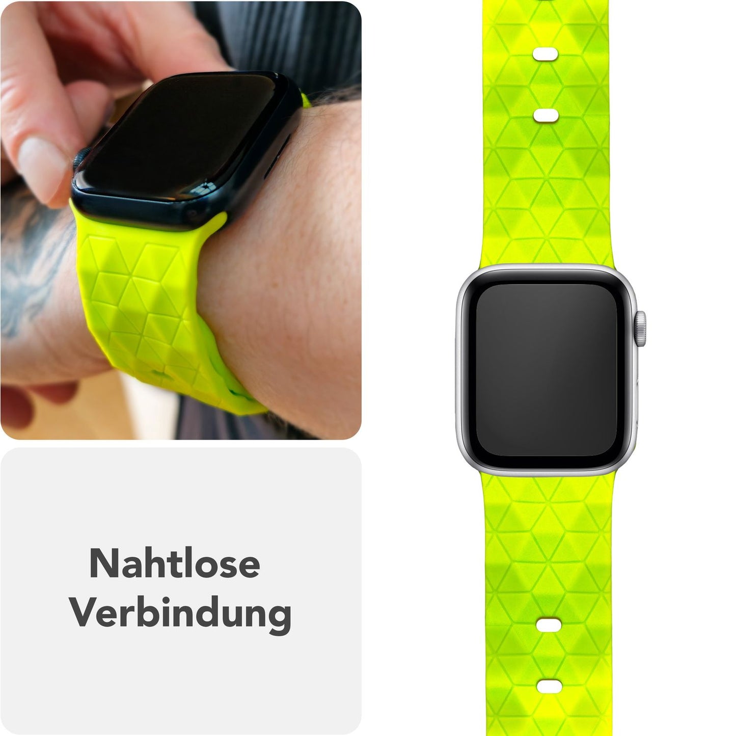 NALIA Hexion ól fyrir Apple Watch Series Ultra/SE/10/9/8/7/6/5/4/3/2/1, kassastærð 42/44/45/46/49 mm, sílikonlykkjuól með smellupinna og sexhyrningslaga hönnun.