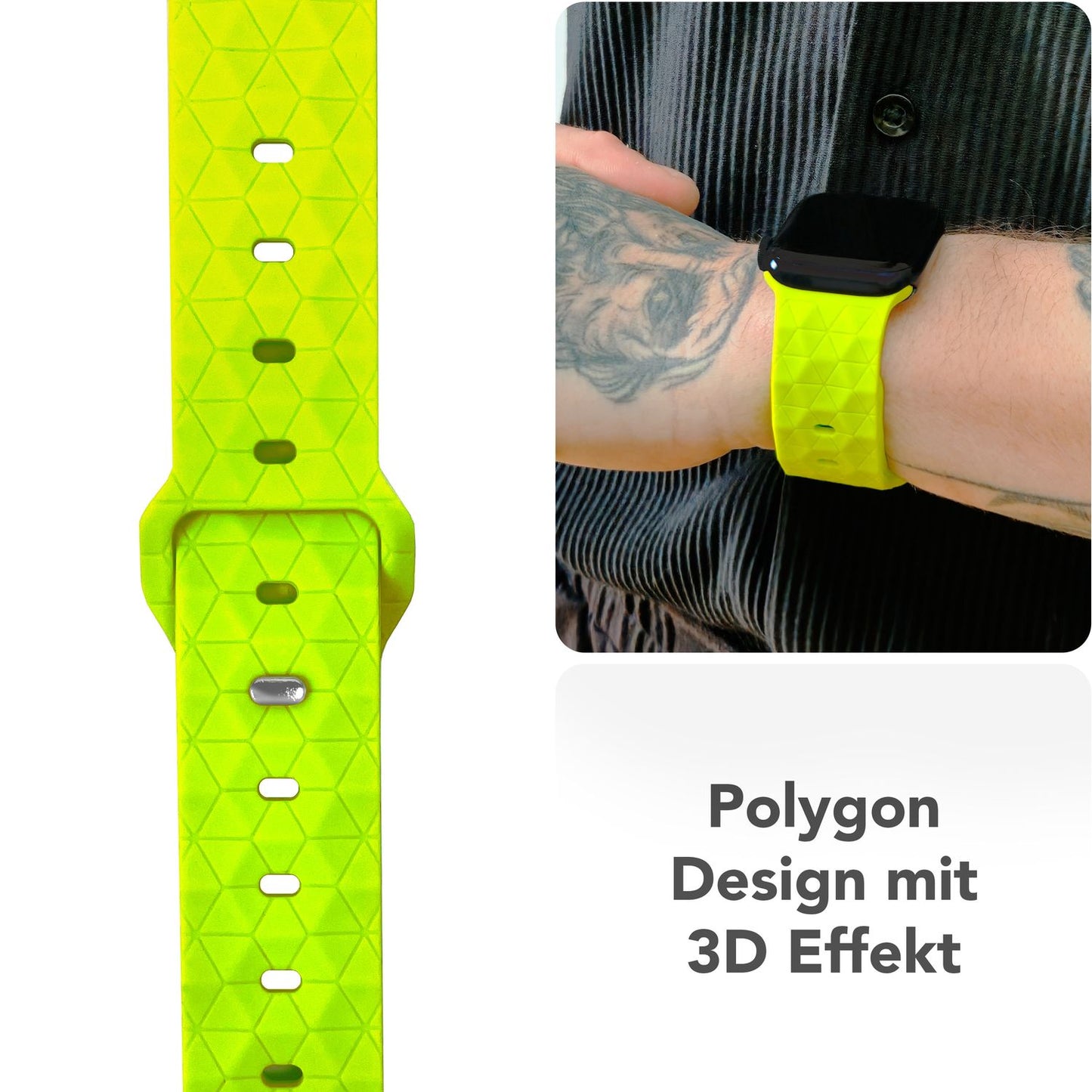 NALIA Hexion ól fyrir Apple Watch Series Ultra/SE/10/9/8/7/6/5/4/3/2/1, kassastærð 42/44/45/46/49 mm, sílikonlykkjuól með smellupinna og sexhyrningslaga hönnun.