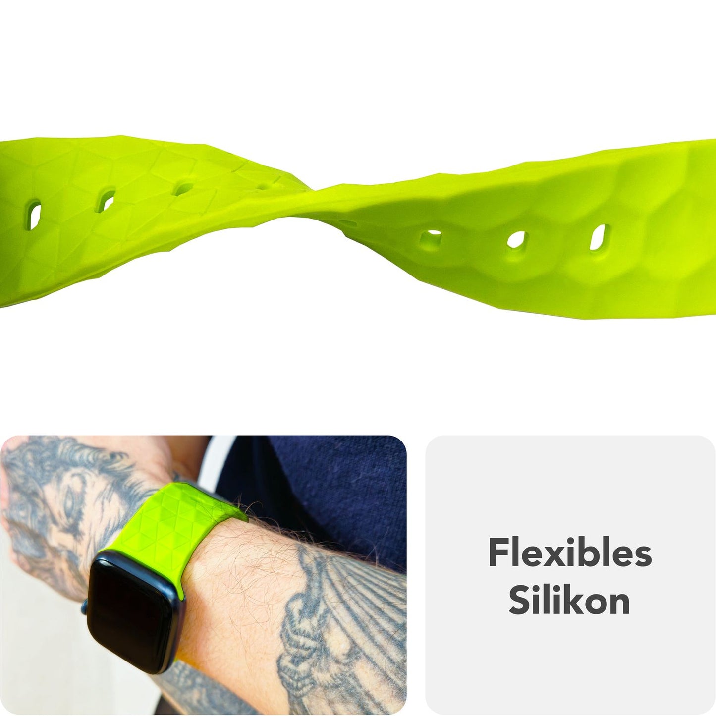 NALIA Hexion ól fyrir Apple Watch Series Ultra/SE/10/9/8/7/6/5/4/3/2/1, kassastærð 42/44/45/46/49 mm, sílikonlykkjuól með smellupinna og sexhyrningslaga hönnun.