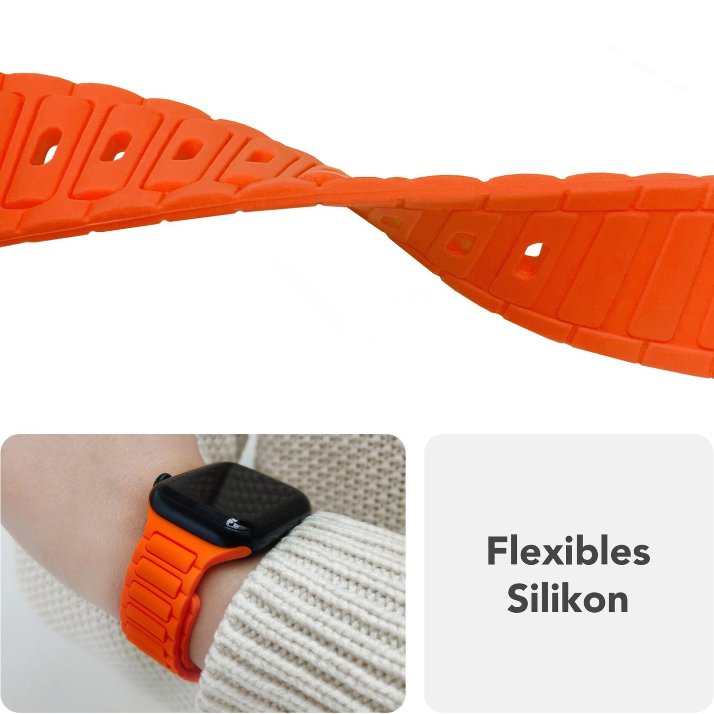 NALIA Pulse armband fyrir Apple Watch Series SE/10/9/8/7/6/5/4/3/2/1, kassastærð 38/40/41/42 mm, þrívíddar áferðar sílikon sportband með smellulás