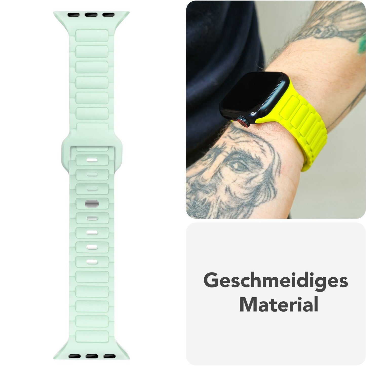 NALIA Pulse Armband für Apple Watch Series Ultra/SE/10/9/8/7/6/5/4/3/2/1, Gehäusegröße 42/44/45/46/49mm, 3D Textur Silikon Sportarmband mit Steck-Pin Verschluss