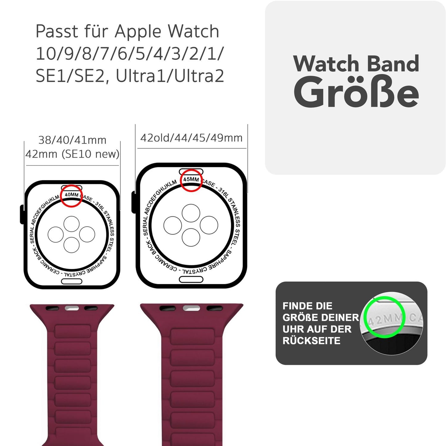 NALIA Pulse Armband für Apple Watch Series Ultra/SE/10/9/8/7/6/5/4/3/2/1, Gehäusegröße 42/44/45/46/49mm, 3D Textur Silikon Sportarmband mit Steck-Pin Verschluss