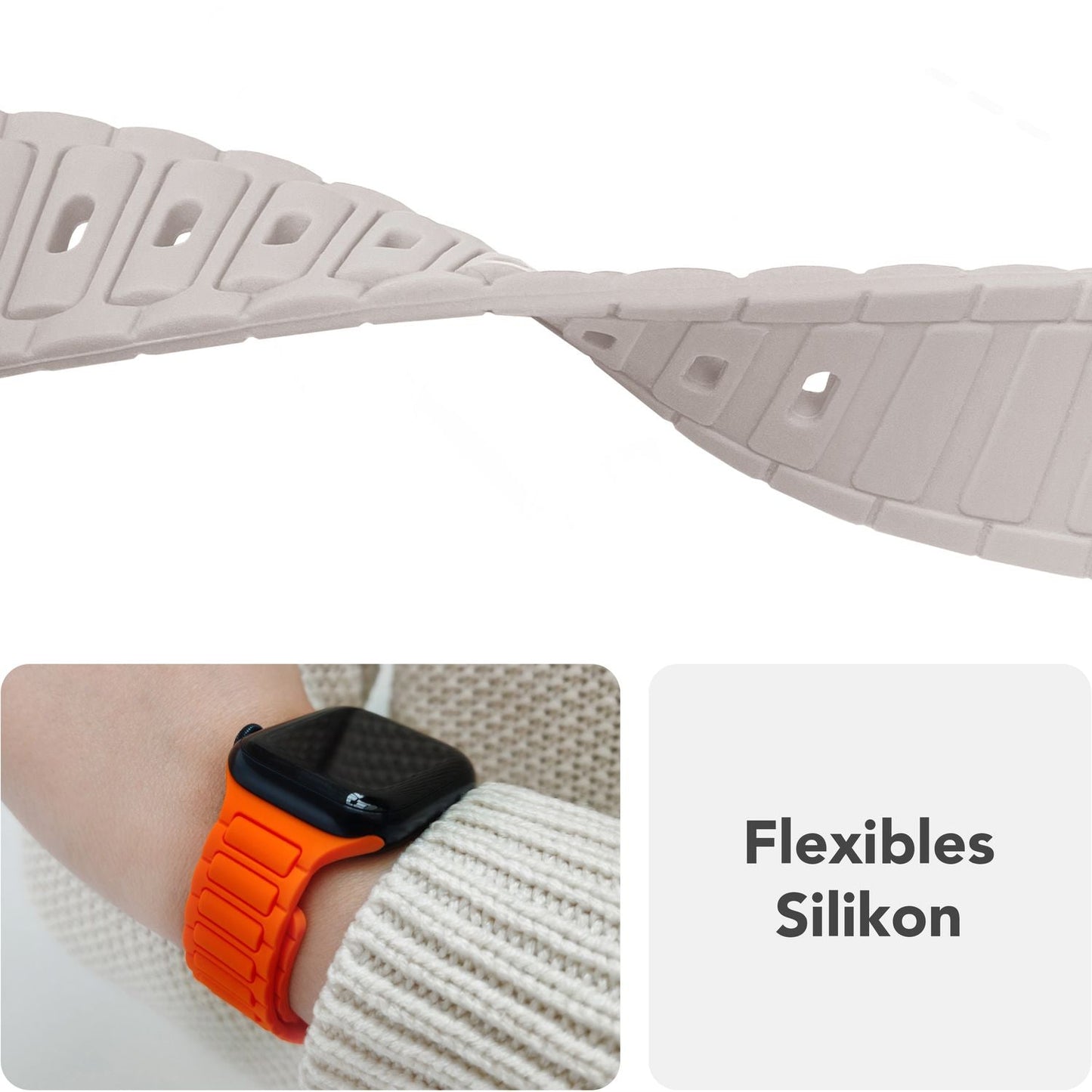 NALIA Pulse Armband für Apple Watch Series Ultra/SE/10/9/8/7/6/5/4/3/2/1, Gehäusegröße 42/44/45/46/49mm, 3D Textur Silikon Sportarmband mit Steck-Pin Verschluss