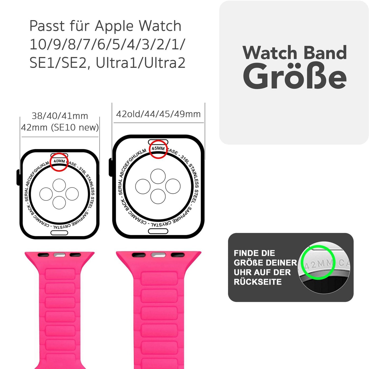 NALIA Pulse Armband für Apple Watch Series Ultra/SE/10/9/8/7/6/5/4/3/2/1, Gehäusegröße 42/44/45/46/49mm, 3D Textur Silikon Sportarmband mit Steck-Pin Verschluss