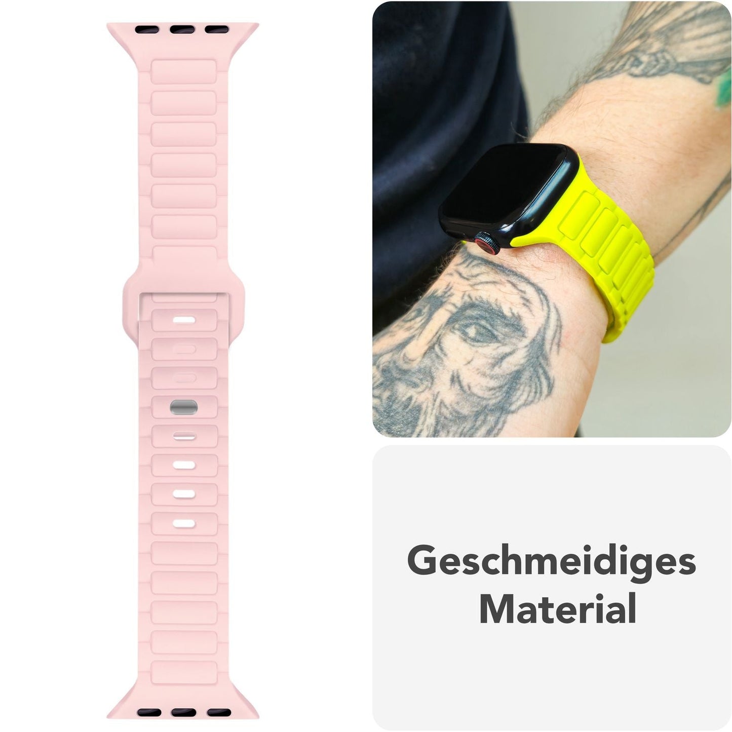 NALIA Pulse Armband für Apple Watch Series Ultra/SE/10/9/8/7/6/5/4/3/2/1, Gehäusegröße 42/44/45/46/49mm, 3D Textur Silikon Sportarmband mit Steck-Pin Verschluss