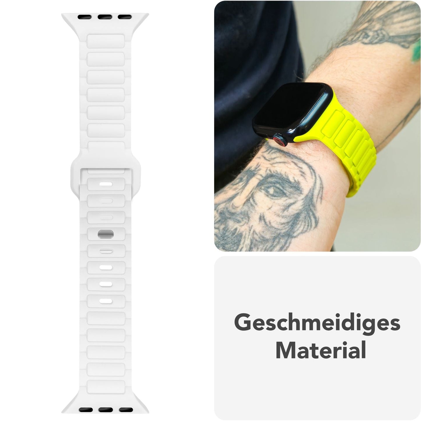 NALIA Pulse Armband für Apple Watch Series Ultra/SE/10/9/8/7/6/5/4/3/2/1, Gehäusegröße 42/44/45/46/49mm, 3D Textur Silikon Sportarmband mit Steck-Pin Verschluss