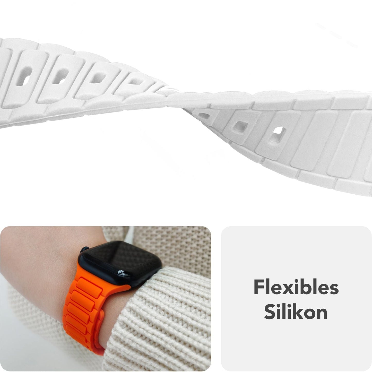 NALIA Pulse Armband für Apple Watch Series Ultra/SE/10/9/8/7/6/5/4/3/2/1, Gehäusegröße 42/44/45/46/49mm, 3D Textur Silikon Sportarmband mit Steck-Pin Verschluss