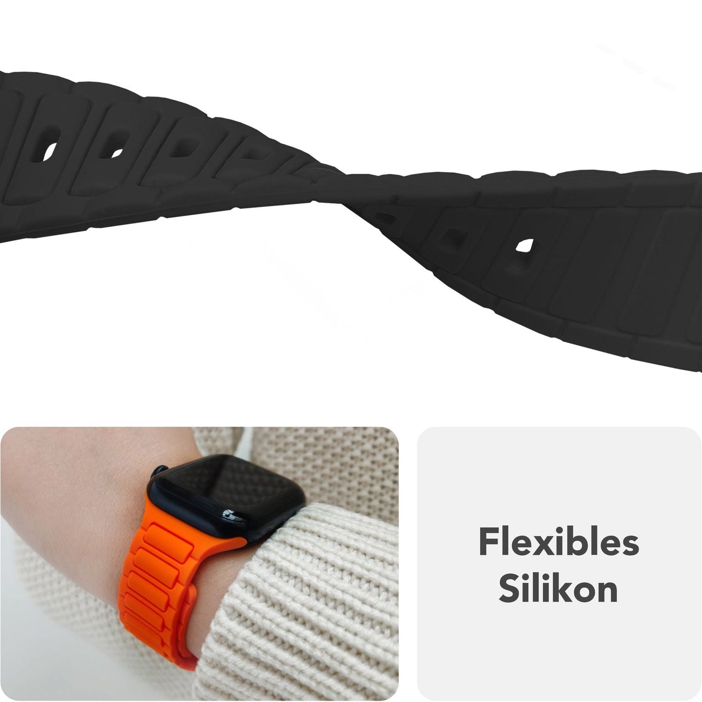 NALIA Pulse Armband für Apple Watch Series Ultra/SE/10/9/8/7/6/5/4/3/2/1, Gehäusegröße 42/44/45/46/49mm, 3D Textur Silikon Sportarmband mit Steck-Pin Verschluss