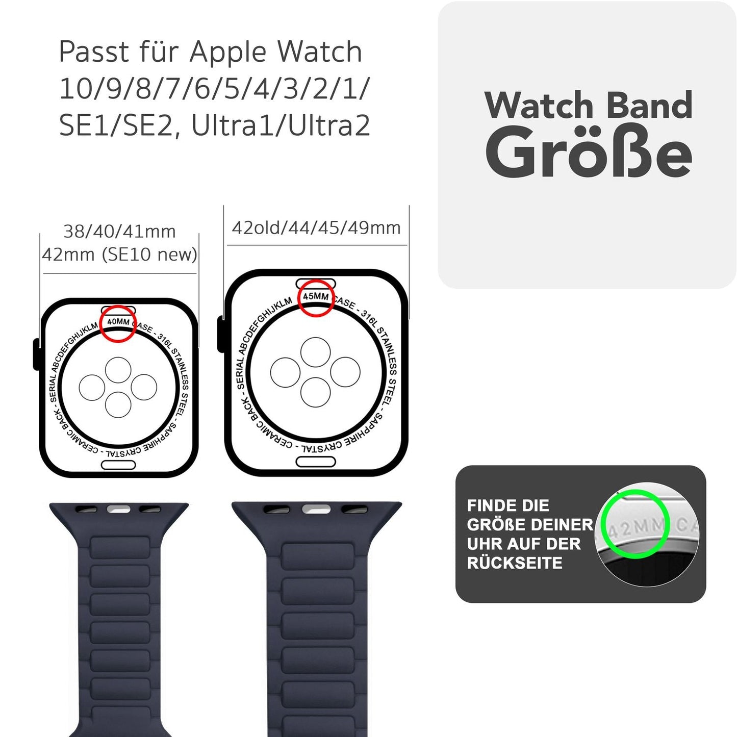NALIA Pulse Armband für Apple Watch Series Ultra/SE/10/9/8/7/6/5/4/3/2/1, Gehäusegröße 42/44/45/46/49mm, 3D Textur Silikon Sportarmband mit Steck-Pin Verschluss