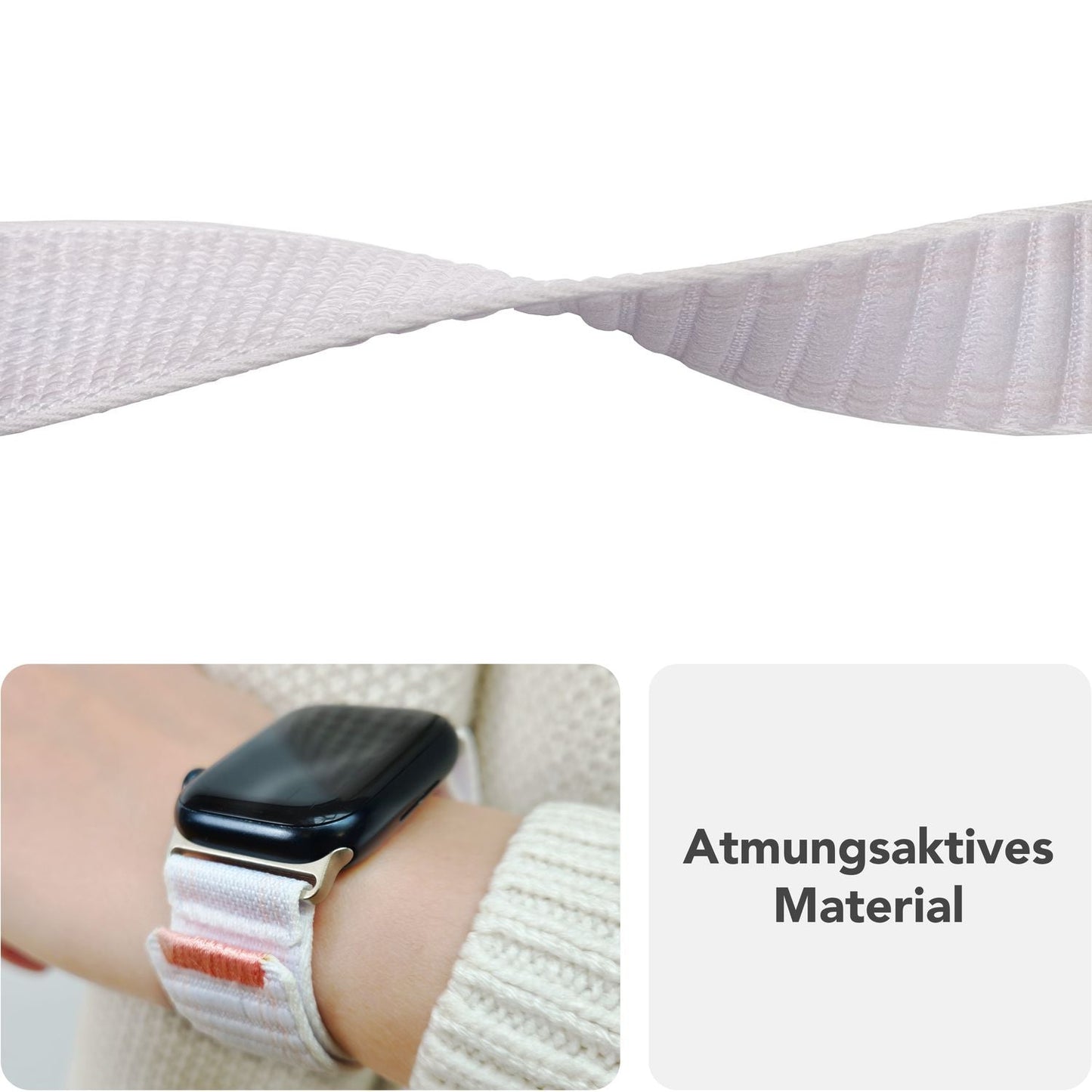 NALIA Evolv Watch Band for Apple Watch SE/10/9/8/7/6/5/4/3/2/1, Case Size 38/40/41/42mm, Woven Fabric Elastic Nylon Watch Band with Velcro Closure