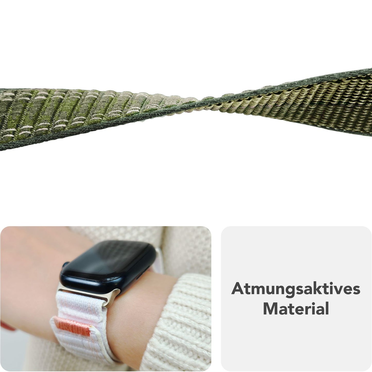 NALIA Evolv Watch Band for Apple Watch SE/10/9/8/7/6/5/4/3/2/1, Case Size 38/40/41/42mm, Woven Fabric Elastic Nylon Watch Band with Velcro Closure