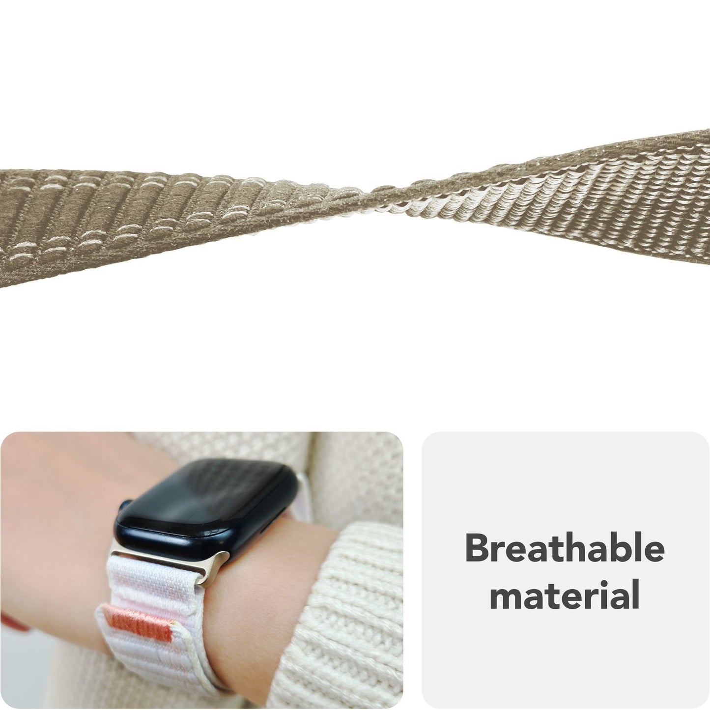 NALIA Evolv Watch Band for Apple Watch SE/10/9/8/7/6/5/4/3/2/1, Case Size 38/40/41/42mm, Woven Fabric Elastic Nylon Watch Band with Velcro Closure