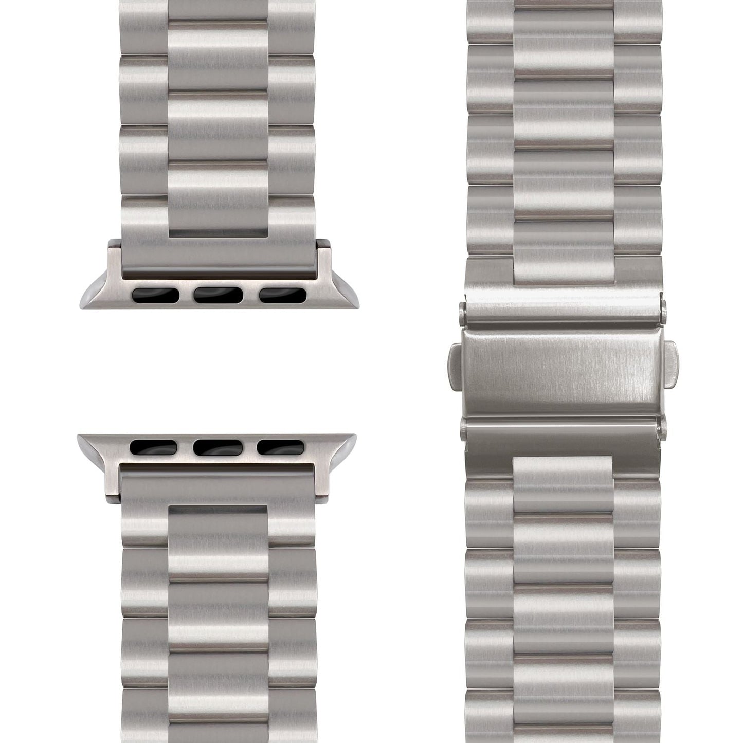 NALIA Mova Band for Apple Watch SE/10/9/8/7/6/5/4/3/2/1, Case Size 38/40/41/42mm, Stainless Steel Replacement Band with Double Folding Clasp, Rustproof Metal