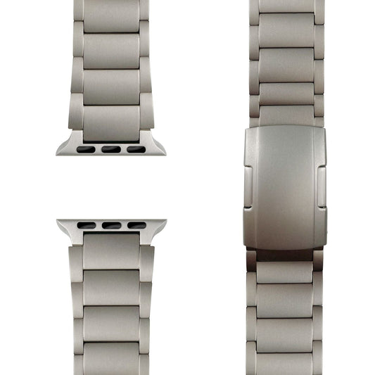 NALIA Argon Titanium Band for Apple Watch SE/10/9/8/7/6/5/4/3/2/1, Case Size 38/40/41/42mm, Stainless Steel Replacement Band with Folding Clasp
