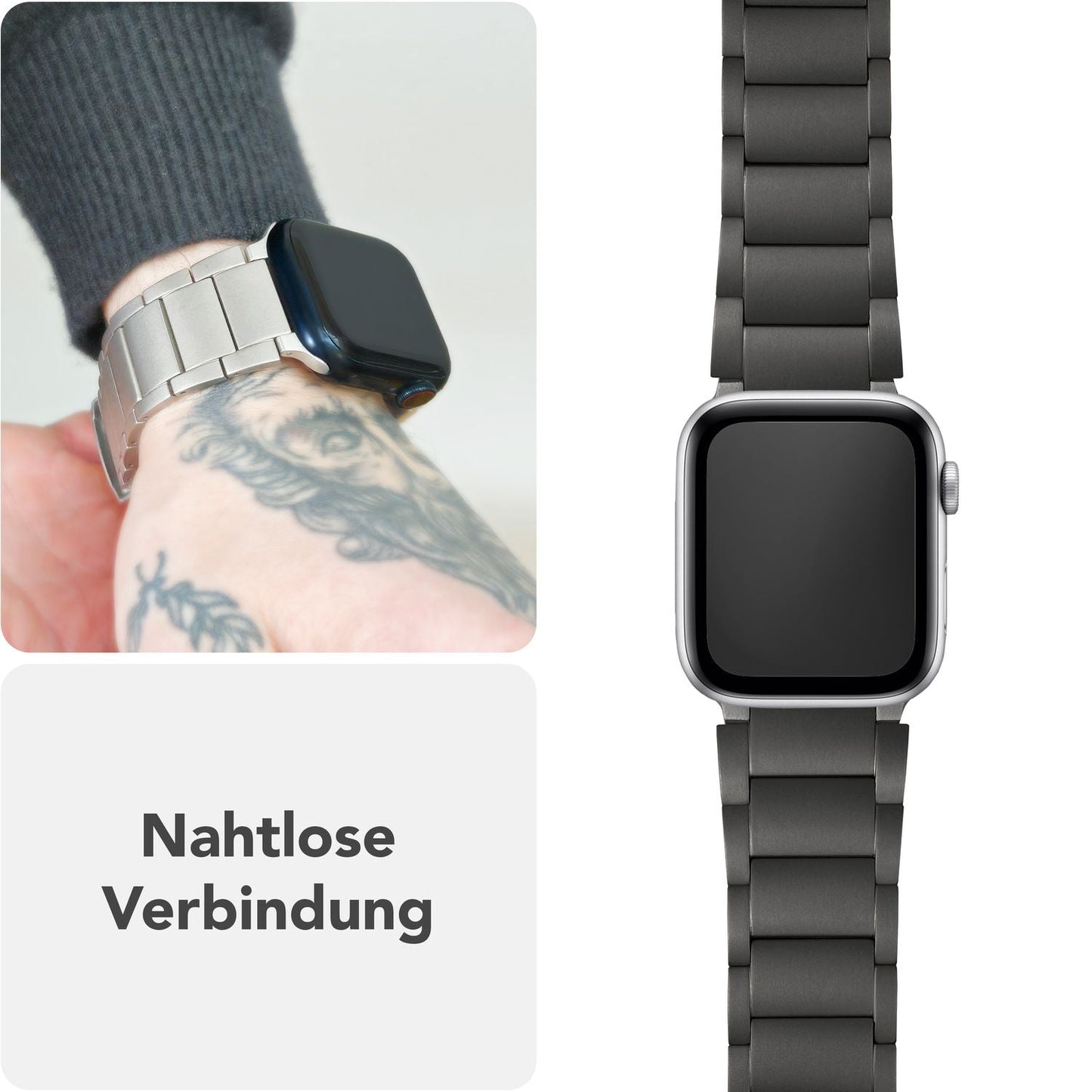 NALIA Argon Titan Armband für Apple Watch Ultra/SE/10/9/8/7/6/5/4/3/2/1, Gehäusegröße 42/44/45/46/49mm, Rostfreies Metall Ersatzarmband mit Faltschließe