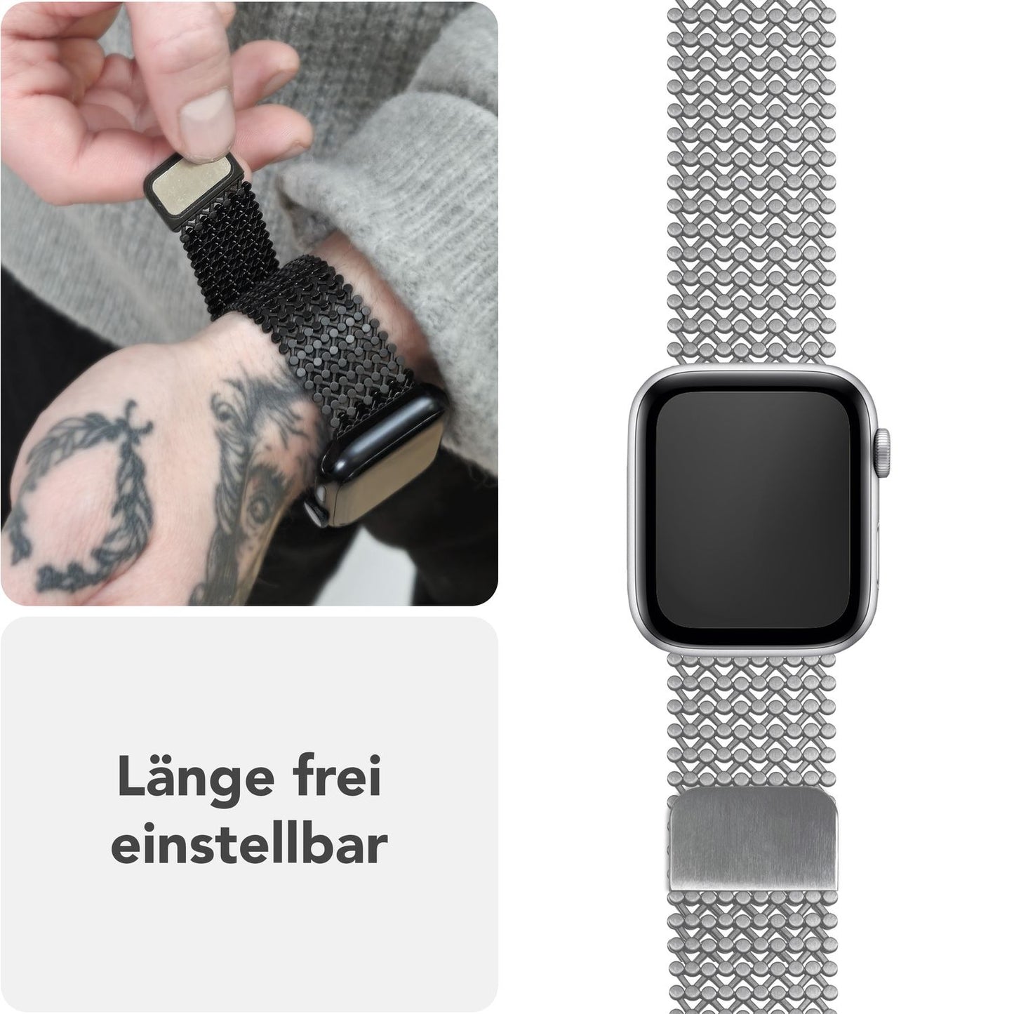 NALIA Alvia Mesh Loop Armband für Apple Watch SE/10/9/8/7/6/5/4/3/2/1, Gehäusegröße 38/40/41/42mm, Atmungsaktives Magnetisches Edelstahl Ersatzarmband