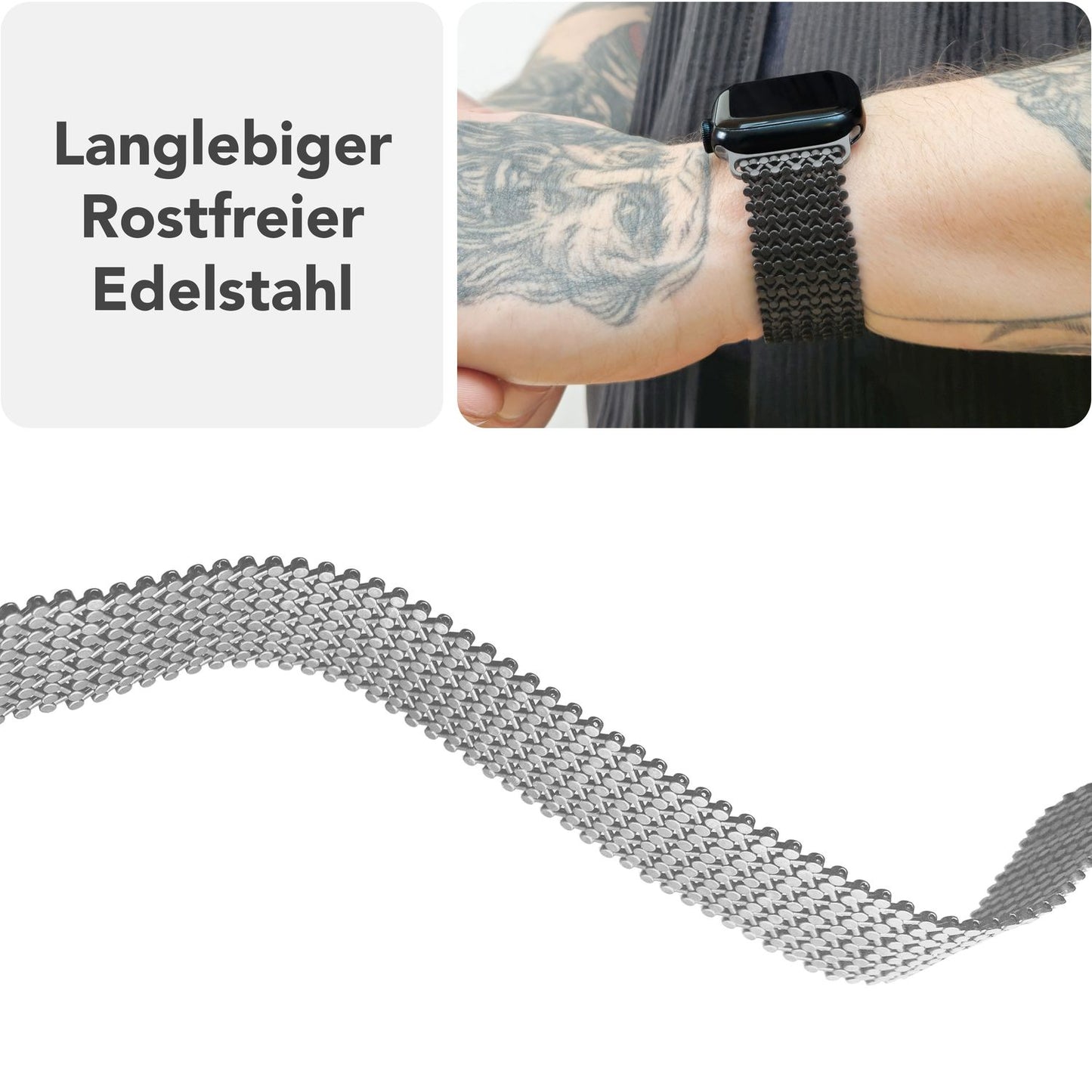 NALIA Alvia Mesh Loop Armband für Apple Watch SE/10/9/8/7/6/5/4/3/2/1, Gehäusegröße 38/40/41/42mm, Atmungsaktives Magnetisches Edelstahl Ersatzarmband