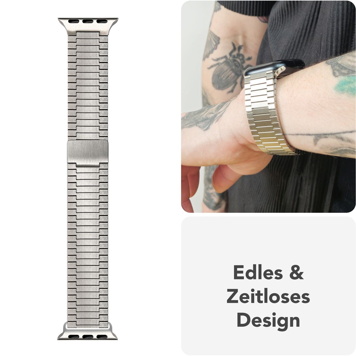 NALIA Chronos Stainless Steel Band for Apple Watch SE/10/9/8/7/6/5/4/3/2/1, Case Size 38/40/41/42mm, Magnetic Metal Loop Replacement Band