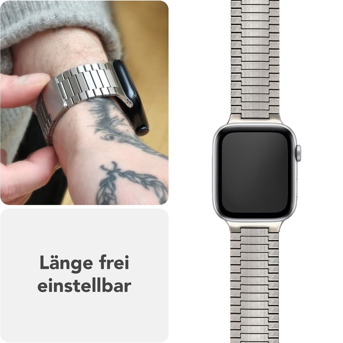 NALIA Chronos Edelstahl Armband für Apple Watch Ultra/SE/10/9/8/7/6/5/4/3/2/1, Gehäusegröße 42/44/45/46/49mm, Magnetisches Metall Loop Ersatzarmband