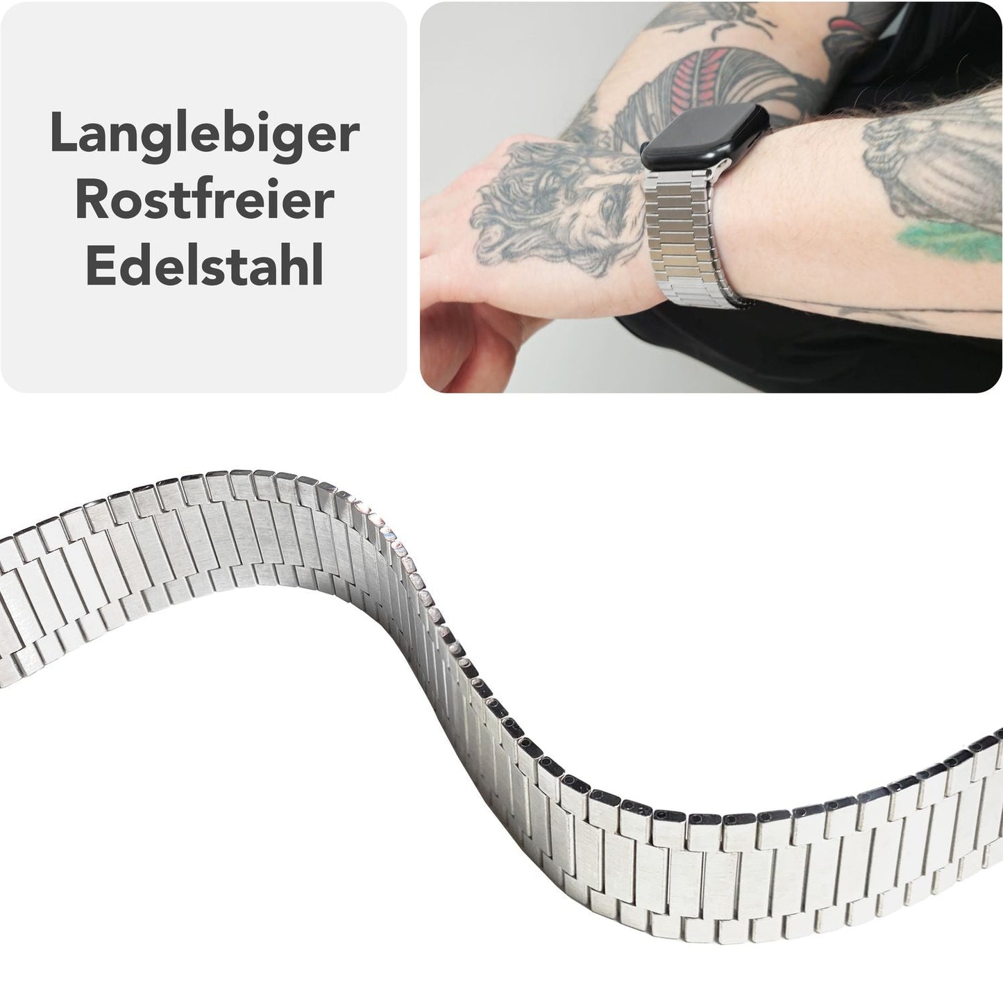 NALIA Chronos Edelstahl Armband für Apple Watch Ultra/SE/10/9/8/7/6/5/4/3/2/1, Gehäusegröße 42/44/45/46/49mm, Magnetisches Metall Loop Ersatzarmband