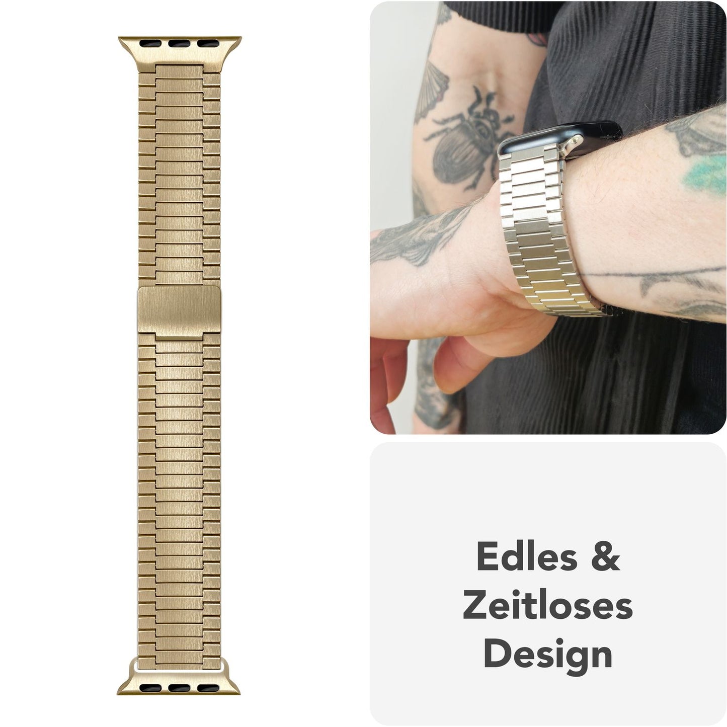 NALIA Chronos Edelstahl Armband für Apple Watch Ultra/SE/10/9/8/7/6/5/4/3/2/1, Gehäusegröße 42/44/45/46/49mm, Magnetisches Metall Loop Ersatzarmband