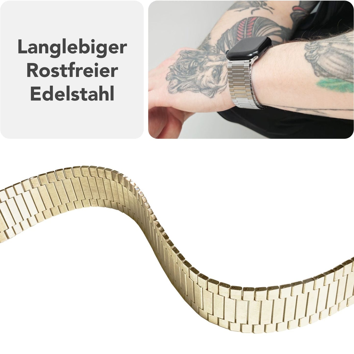 NALIA Chronos Edelstahl Armband für Apple Watch Ultra/SE/10/9/8/7/6/5/4/3/2/1, Gehäusegröße 42/44/45/46/49mm, Magnetisches Metall Loop Ersatzarmband