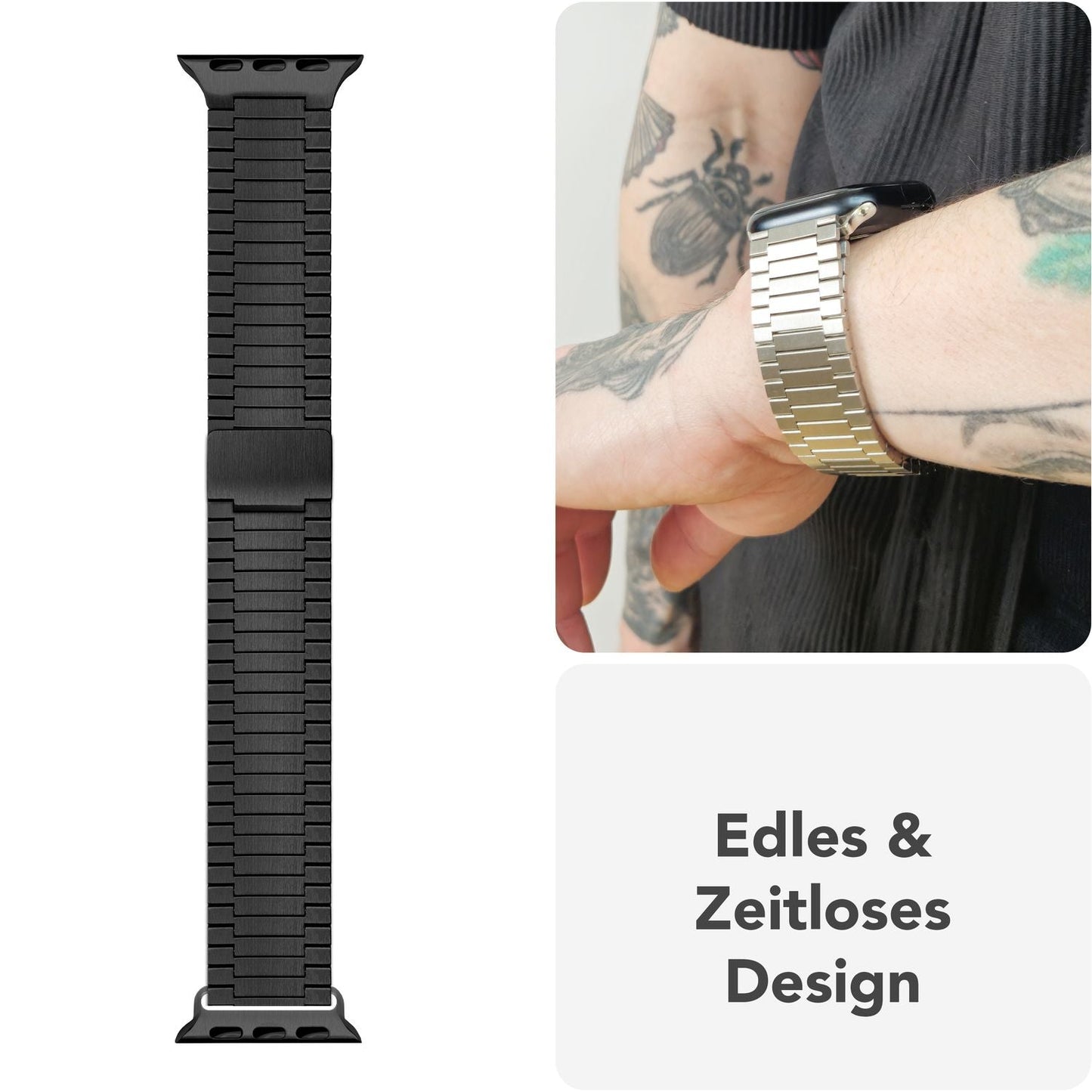 NALIA Chronos Edelstahl Armband für Apple Watch Ultra/SE/10/9/8/7/6/5/4/3/2/1, Gehäusegröße 42/44/45/46/49mm, Magnetisches Metall Loop Ersatzarmband