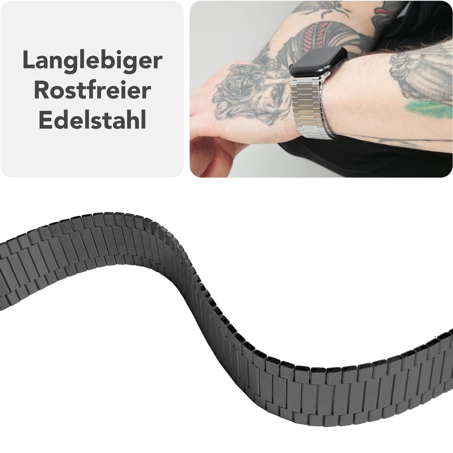 NALIA Chronos Edelstahl Armband für Apple Watch Ultra/SE/10/9/8/7/6/5/4/3/2/1, Gehäusegröße 42/44/45/46/49mm, Magnetisches Metall Loop Ersatzarmband