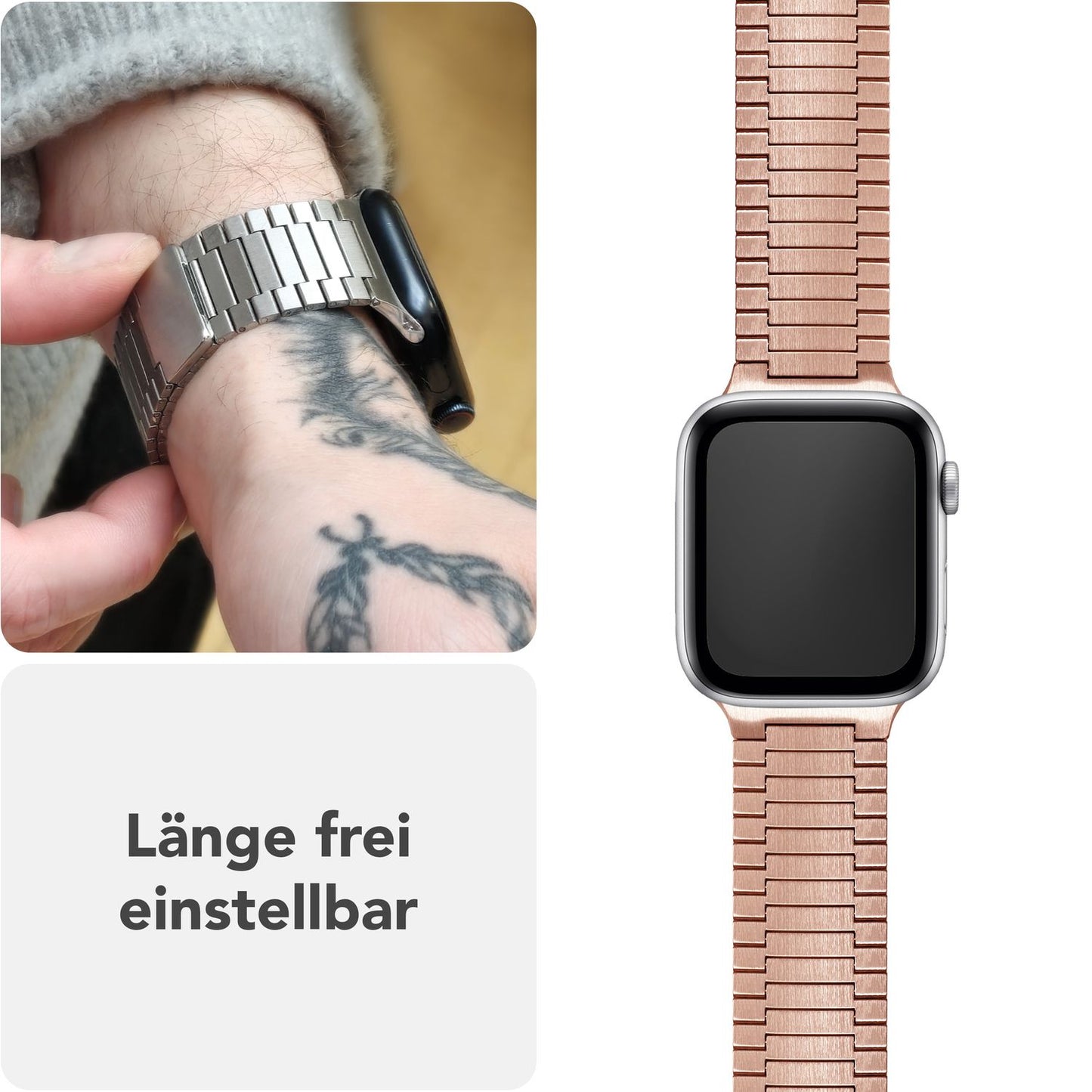 NALIA Chronos Edelstahl Armband für Apple Watch Ultra/SE/10/9/8/7/6/5/4/3/2/1, Gehäusegröße 42/44/45/46/49mm, Magnetisches Metall Loop Ersatzarmband