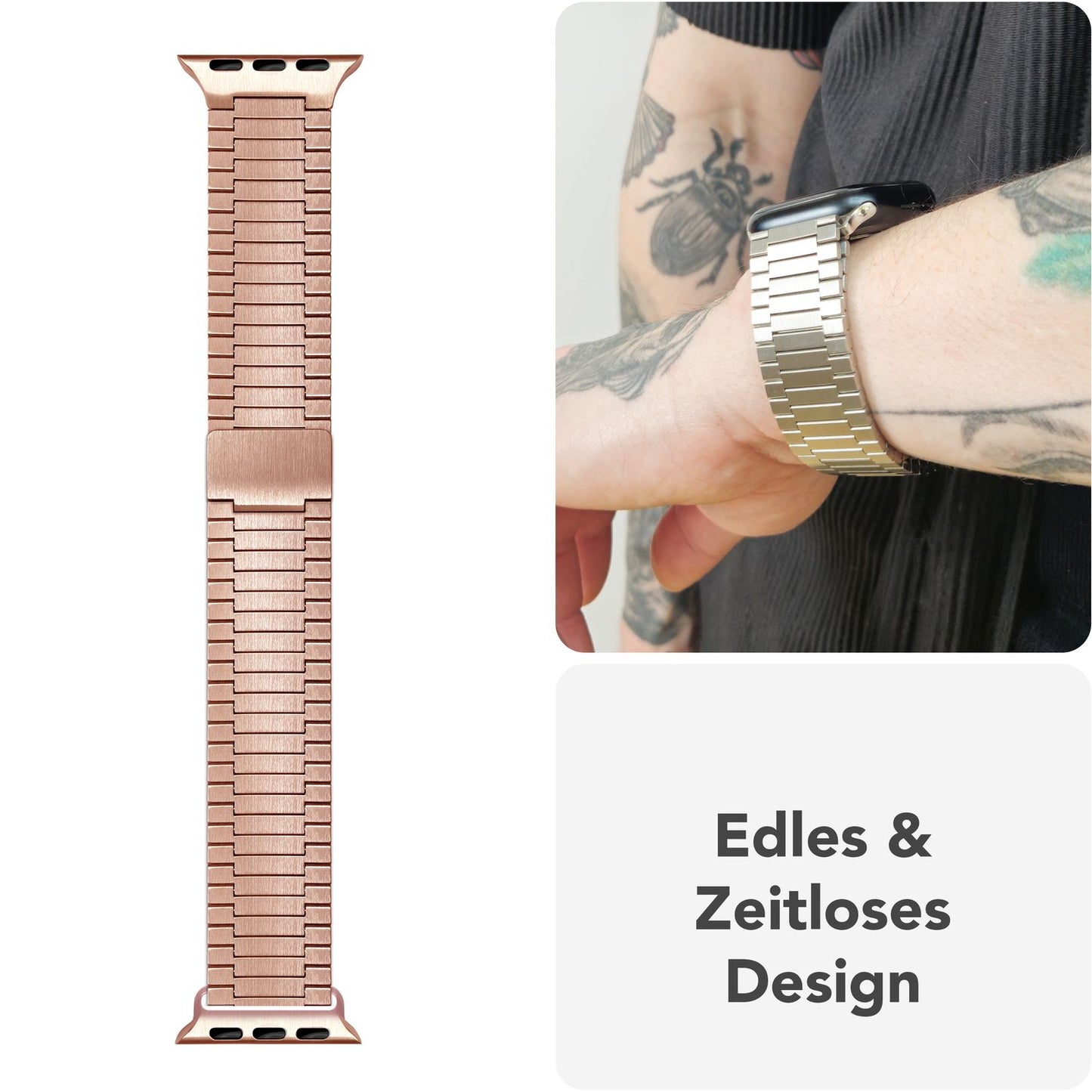 NALIA Chronos Edelstahl Armband für Apple Watch Ultra/SE/10/9/8/7/6/5/4/3/2/1, Gehäusegröße 42/44/45/46/49mm, Magnetisches Metall Loop Ersatzarmband