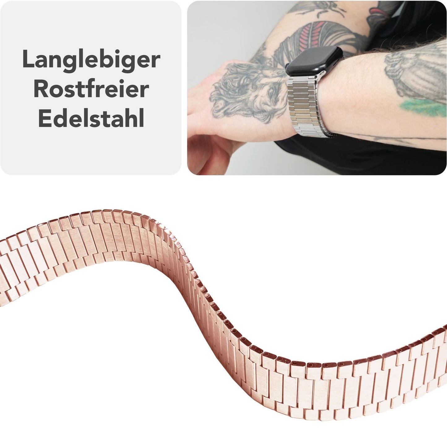 NALIA Chronos Edelstahl Armband für Apple Watch Ultra/SE/10/9/8/7/6/5/4/3/2/1, Gehäusegröße 42/44/45/46/49mm, Magnetisches Metall Loop Ersatzarmband