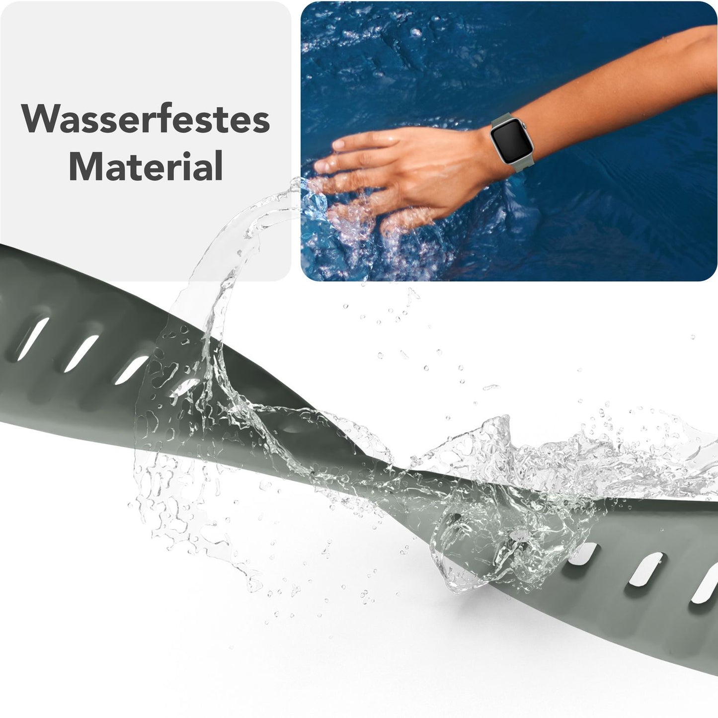 NALIA Motion Band fyrir Apple Watch SE/10/9/8/7/6/5/4/3/2/1, kassastærð 38/40/41/42 mm, mjúkt sílikon sportband með smellulás