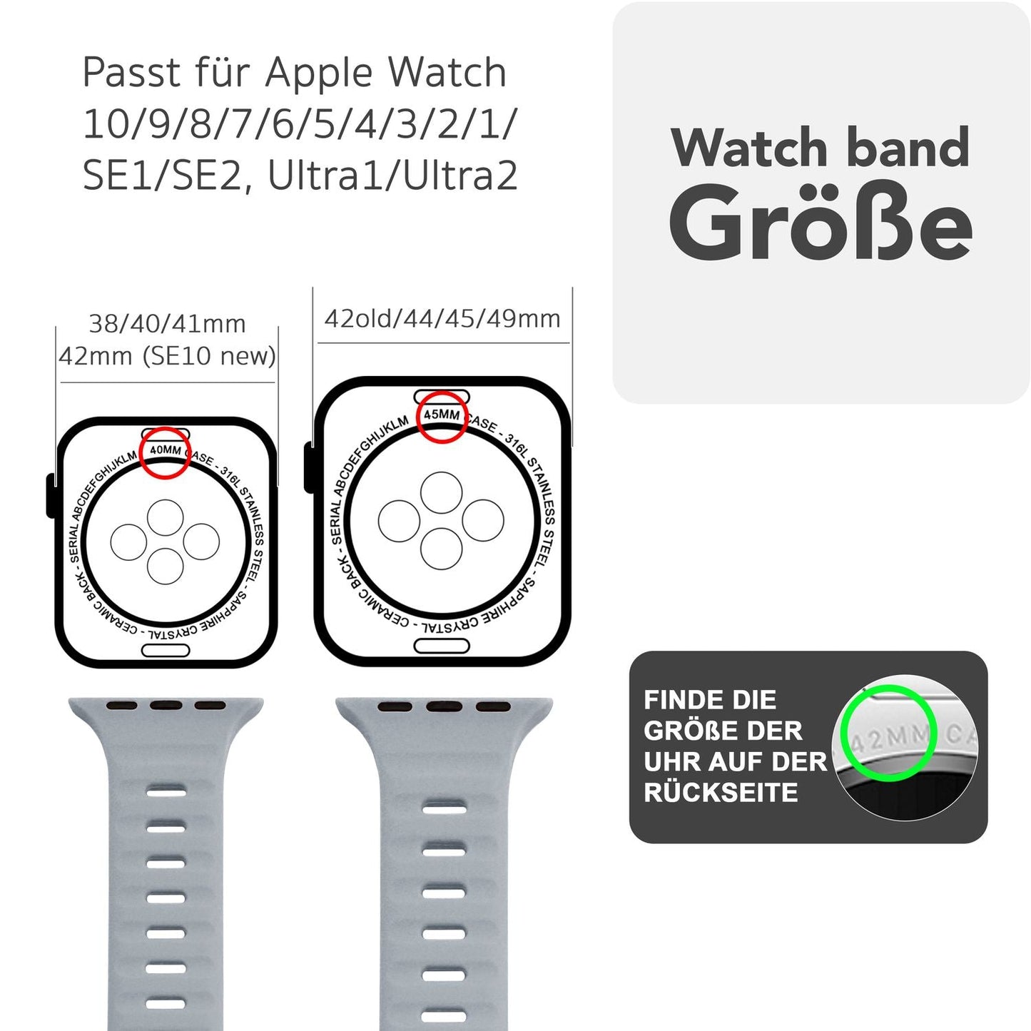 NALIA Motion Band fyrir Apple Watch SE/10/9/8/7/6/5/4/3/2/1, kassastærð 38/40/41/42 mm, mjúkt sílikon sportband með smellulás