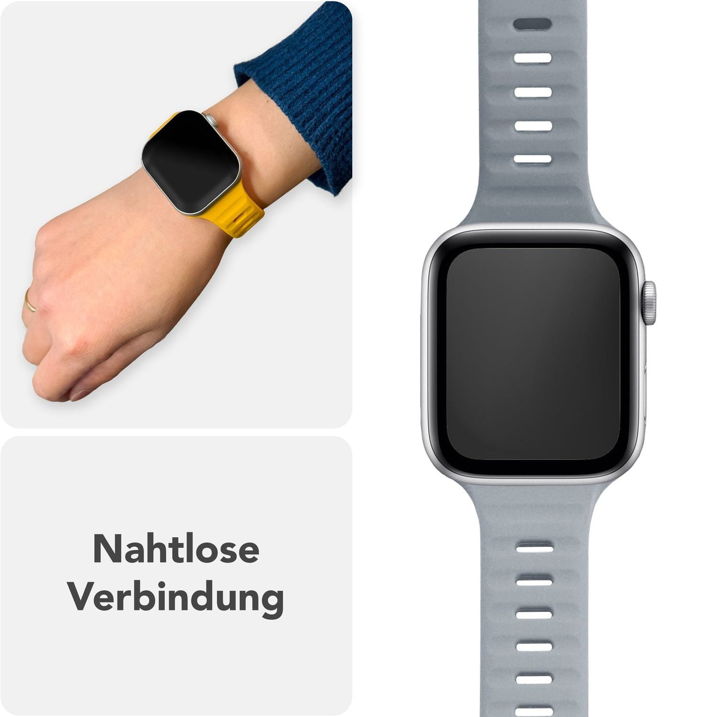 NALIA Motion Band fyrir Apple Watch SE/10/9/8/7/6/5/4/3/2/1, kassastærð 38/40/41/42 mm, mjúkt sílikon sportband með smellulás