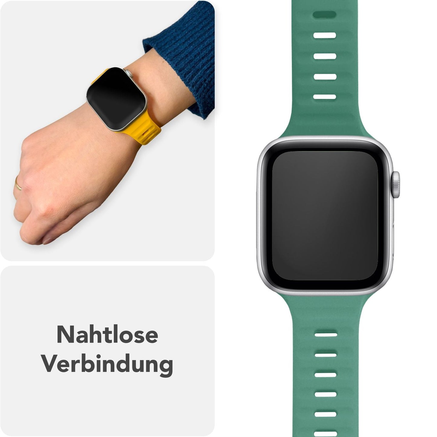 NALIA Motion Band fyrir Apple Watch SE/10/9/8/7/6/5/4/3/2/1, kassastærð 38/40/41/42 mm, mjúkt sílikon sportband með smellulás