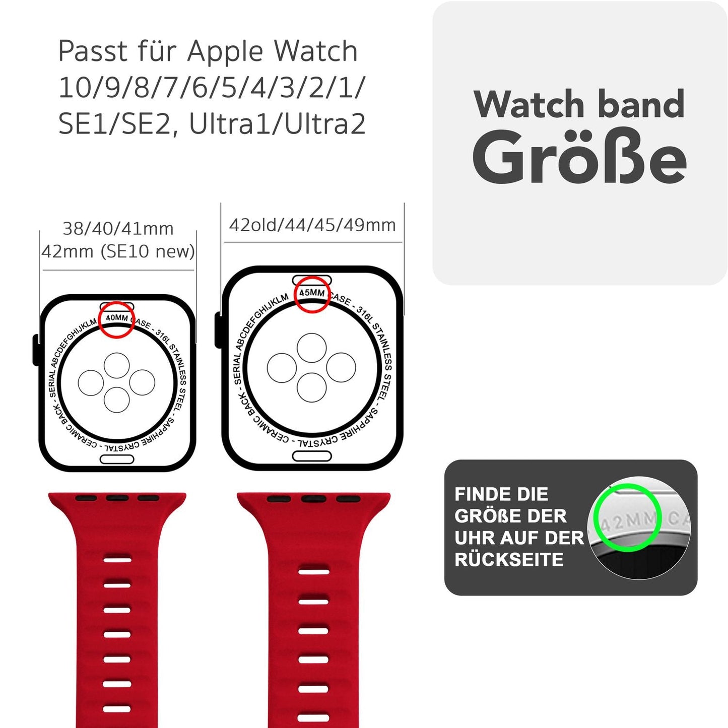 NALIA Motion Band fyrir Apple Watch SE/10/9/8/7/6/5/4/3/2/1, kassastærð 38/40/41/42 mm, mjúkt sílikon sportband með smellulás