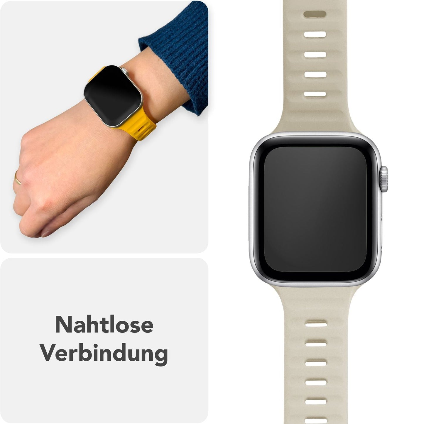 NALIA Motion Band fyrir Apple Watch SE/10/9/8/7/6/5/4/3/2/1, kassastærð 38/40/41/42 mm, mjúkt sílikon sportband með smellulás