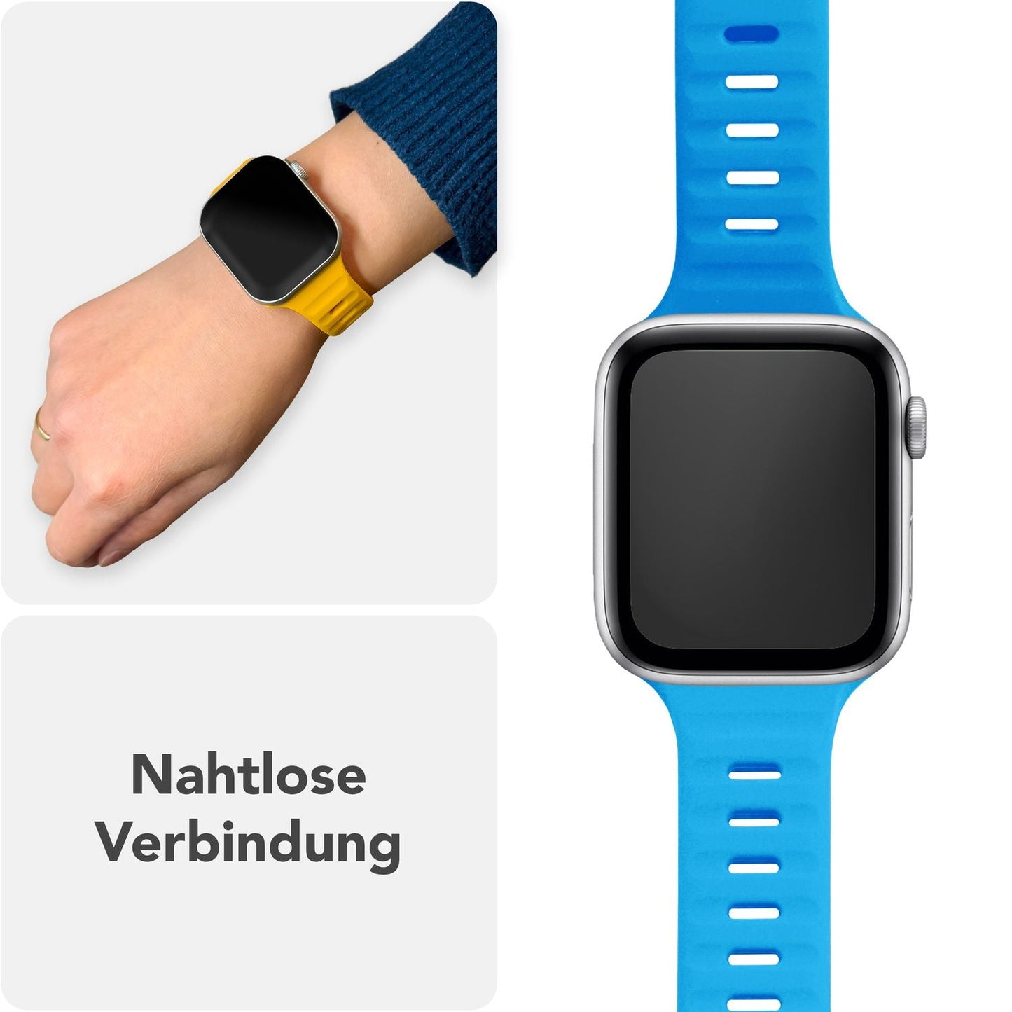 NALIA Motion Band fyrir Apple Watch SE/10/9/8/7/6/5/4/3/2/1, kassastærð 38/40/41/42 mm, mjúkt sílikon sportband með smellulás