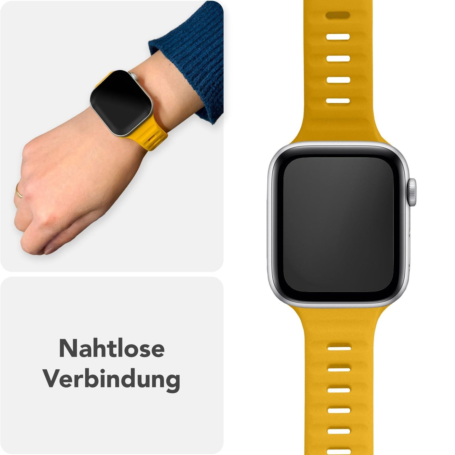 NALIA Motion Band fyrir Apple Watch SE/10/9/8/7/6/5/4/3/2/1, kassastærð 38/40/41/42 mm, mjúkt sílikon sportband með smellulás