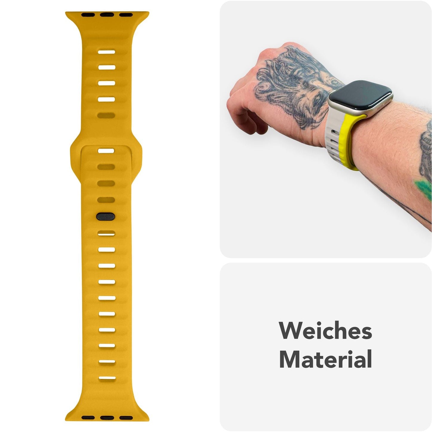 NALIA Motion Band fyrir Apple Watch SE/10/9/8/7/6/5/4/3/2/1, kassastærð 38/40/41/42 mm, mjúkt sílikon sportband með smellulás