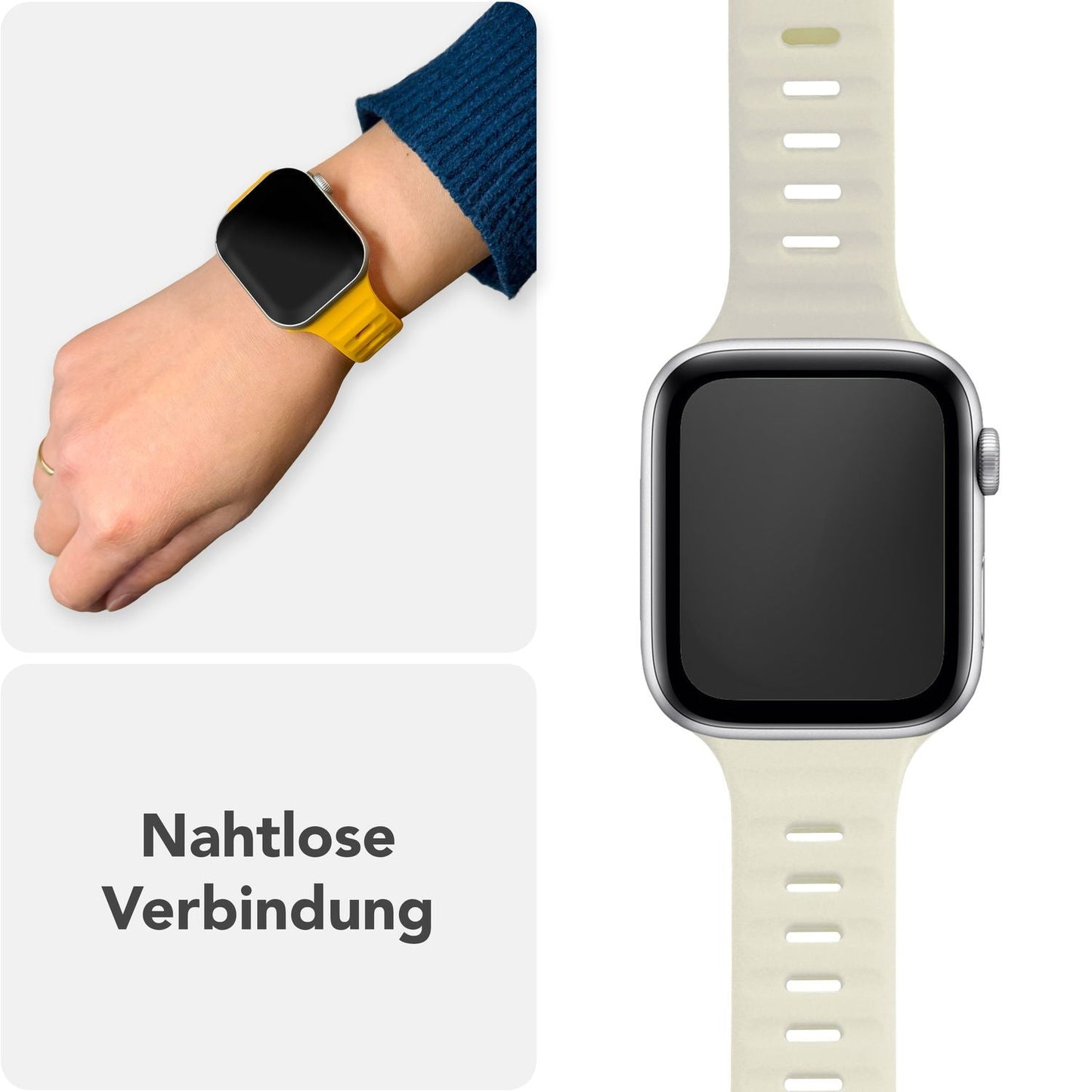 NALIA Motion Band fyrir Apple Watch SE/10/9/8/7/6/5/4/3/2/1, kassastærð 38/40/41/42 mm, mjúkt sílikon sportband með smellulás