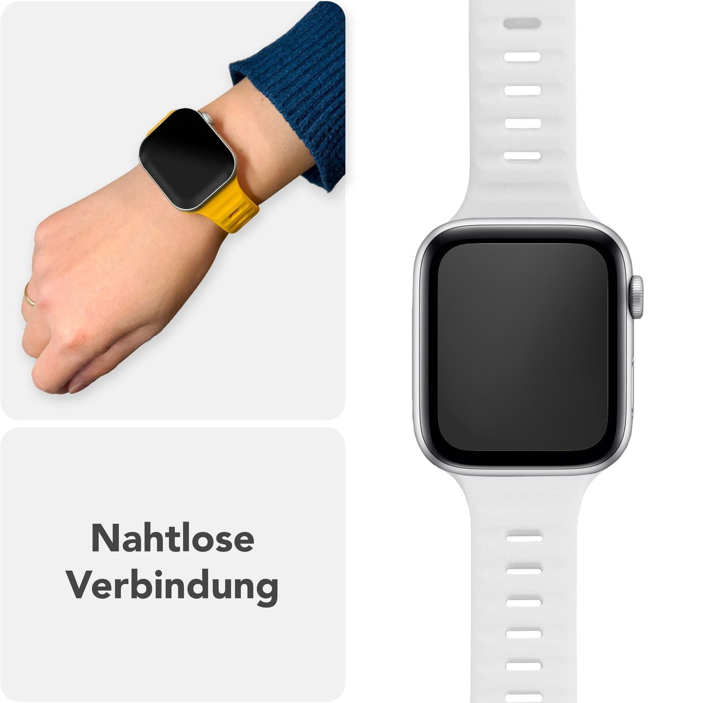 NALIA Motion Band fyrir Apple Watch SE/10/9/8/7/6/5/4/3/2/1, kassastærð 38/40/41/42 mm, mjúkt sílikon sportband með smellulás