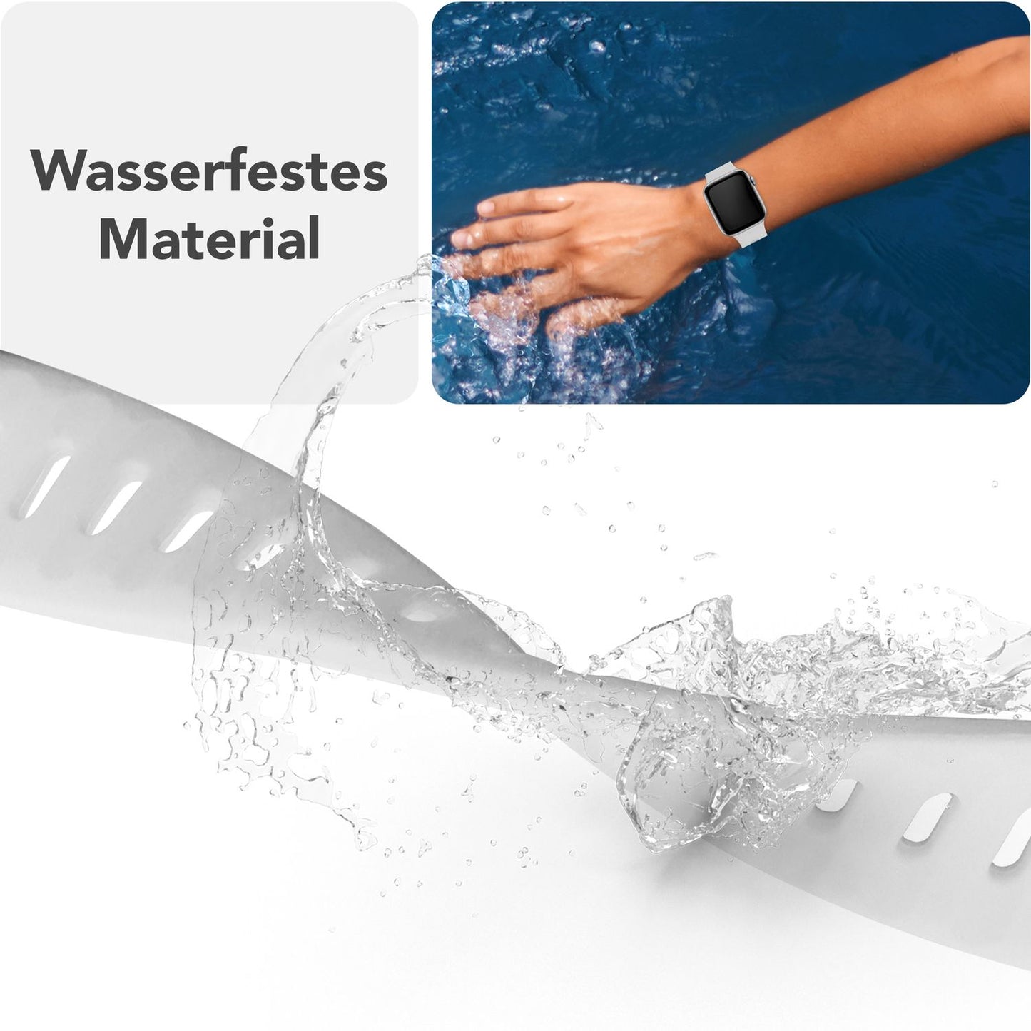 NALIA Motion Band fyrir Apple Watch SE/10/9/8/7/6/5/4/3/2/1, kassastærð 38/40/41/42 mm, mjúkt sílikon sportband með smellulás