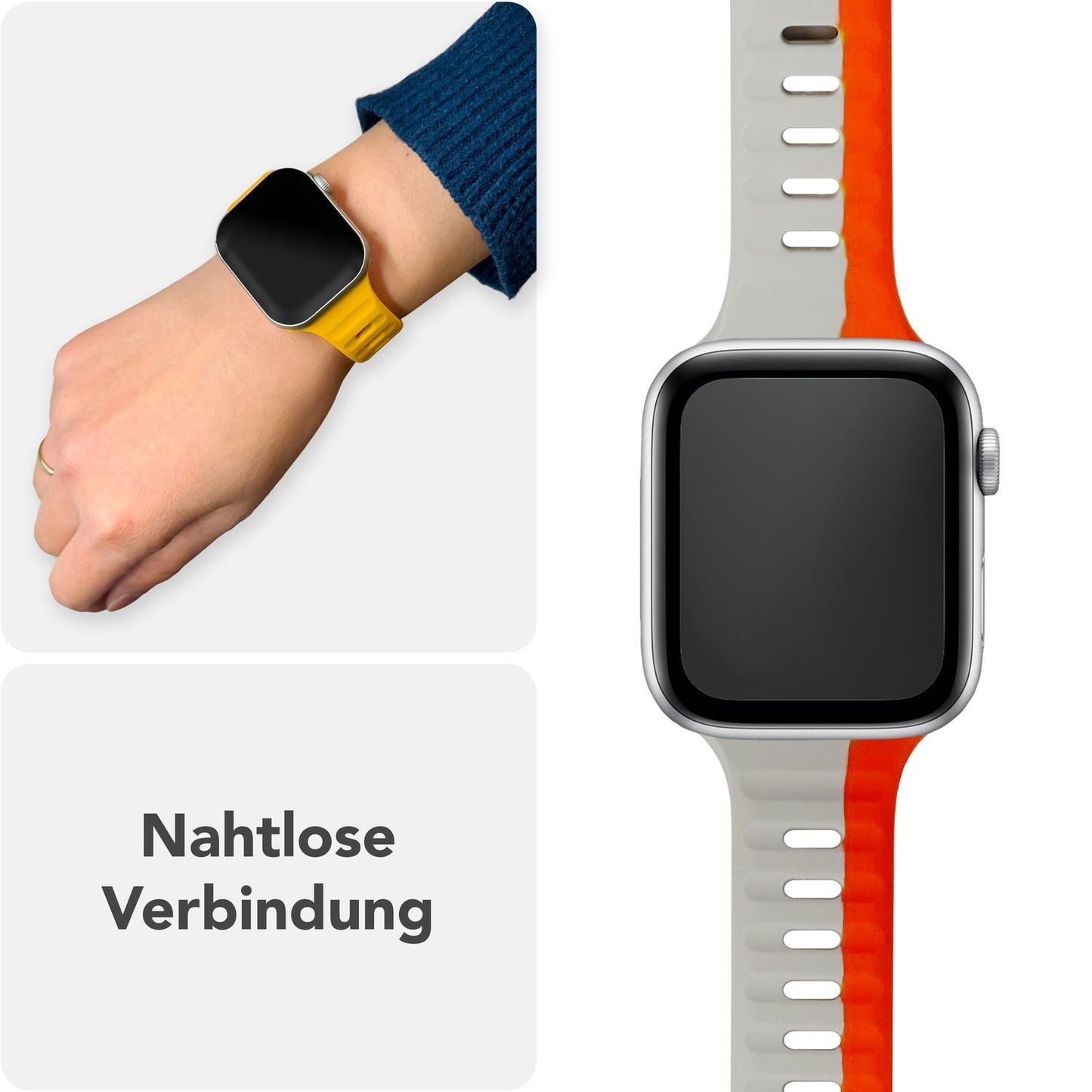 NALIA Motion Band fyrir Apple Watch SE/10/9/8/7/6/5/4/3/2/1, kassastærð 38/40/41/42 mm, mjúkt sílikon sportband með smellulás
